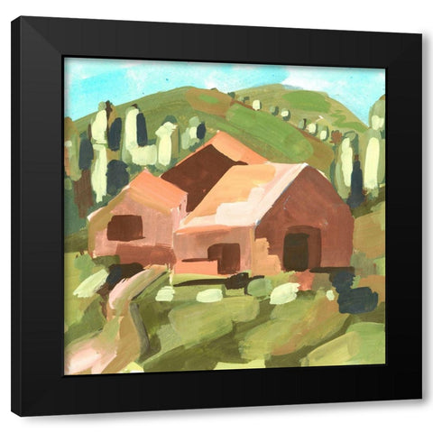 Harvest Valley I Black Modern Wood Framed Art Print with Double Matting by Wang, Melissa