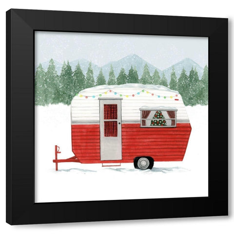 Camping for Christmas I Black Modern Wood Framed Art Print by Popp, Grace