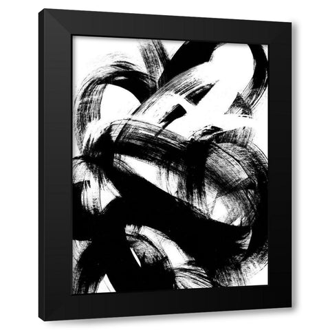 Onyx Swipe I Black Modern Wood Framed Art Print with Double Matting by Vess, June Erica