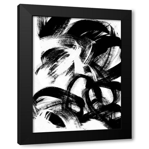 Onyx Swipe III Black Modern Wood Framed Art Print by Vess, June Erica