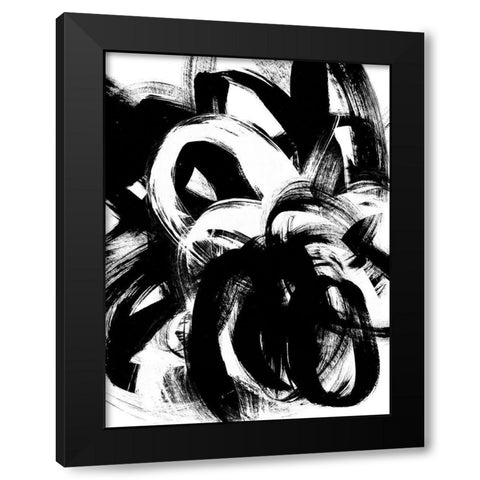 Onyx Swipe IV Black Modern Wood Framed Art Print with Double Matting by Vess, June Erica