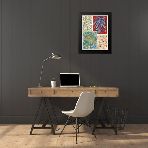 Art Deco Florals V Black Modern Wood Framed Art Print by Baxter Mill Archive