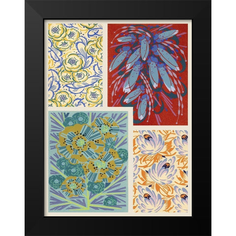 Art Deco Florals V Black Modern Wood Framed Art Print by Baxter Mill Archive