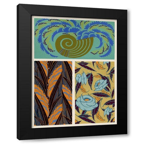 Art Deco Florals VI Black Modern Wood Framed Art Print with Double Matting by Baxter Mill Archive