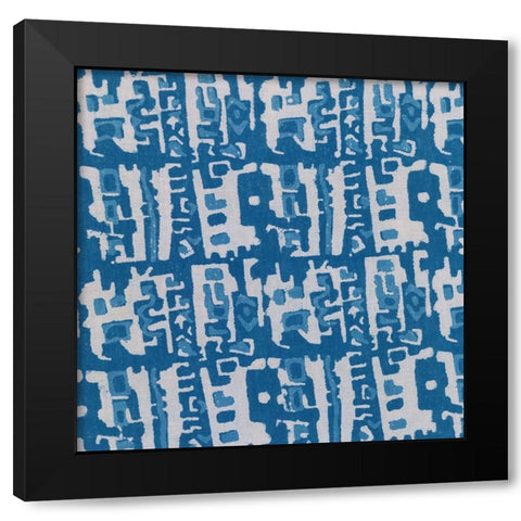 Blue Batik II Black Modern Wood Framed Art Print with Double Matting by Baxter Mill Archive