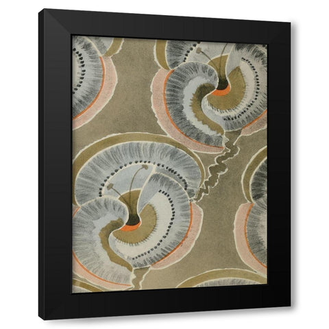 Delicate Deco Pattern V Black Modern Wood Framed Art Print with Double Matting by Baxter Mill Archive
