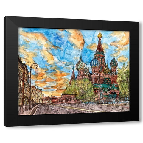 Russia Temple I Black Modern Wood Framed Art Print with Double Matting by Wang, Melissa