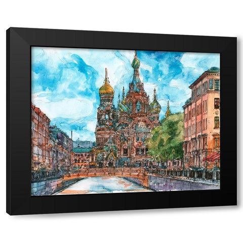 Russia Temple II Black Modern Wood Framed Art Print with Double Matting by Wang, Melissa