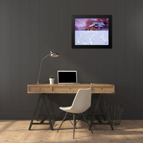 All Tracks Lead Home for the Holidays Black Modern Wood Framed Art Print by Sorenson, Jack