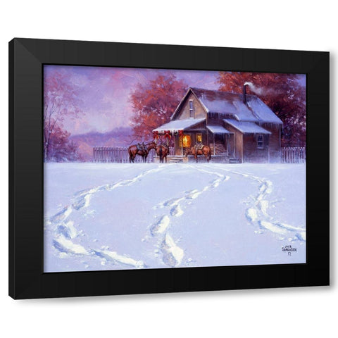 All Tracks Lead Home for the Holidays Black Modern Wood Framed Art Print with Double Matting by Sorenson, Jack