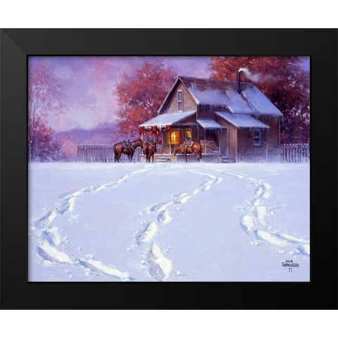 All Tracks Lead Home for the Holidays Black Modern Wood Framed Art Print by Sorenson, Jack