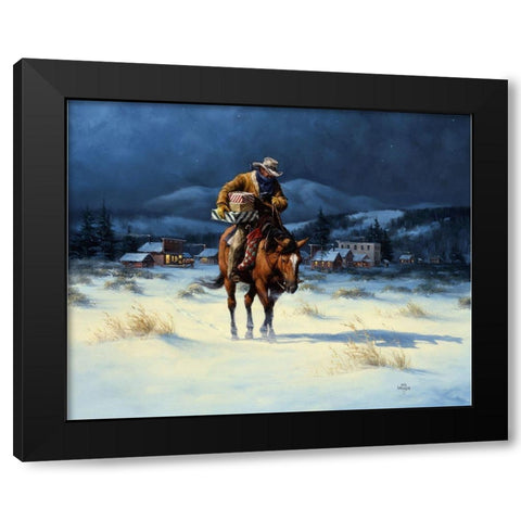 Bringing Christmas Home Black Modern Wood Framed Art Print with Double Matting by Sorenson, Jack