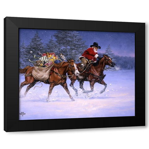 Christmas Rush Black Modern Wood Framed Art Print with Double Matting by Sorenson, Jack