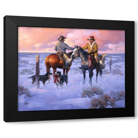 Sharin Christmas with the Neighbors Black Modern Wood Framed Art Print by Sorenson, Jack