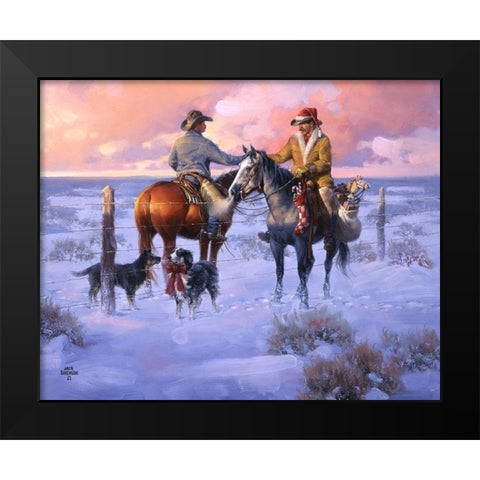 Sharin Christmas with the Neighbors Black Modern Wood Framed Art Print by Sorenson, Jack