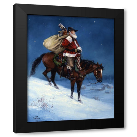 A Cowboy Christmas Black Modern Wood Framed Art Print by Sorenson, Jack