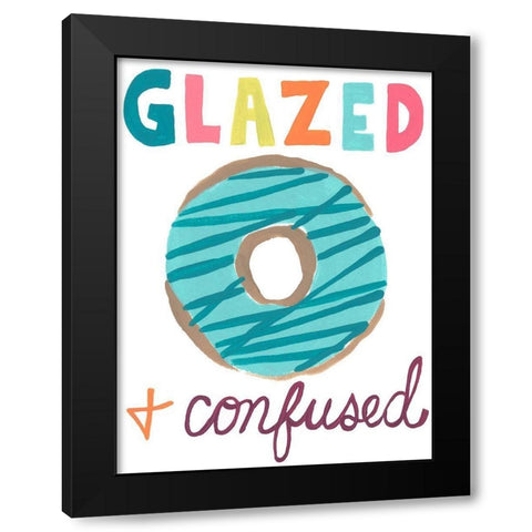 Happy Donuts III Black Modern Wood Framed Art Print with Double Matting by Vess, June Erica