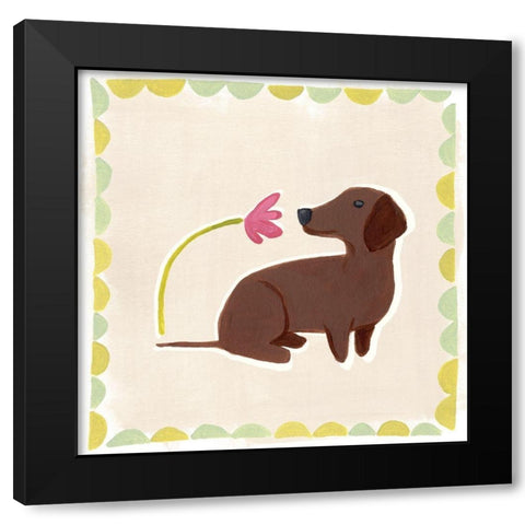Dachshund Delight III Black Modern Wood Framed Art Print by Vess, June Erica