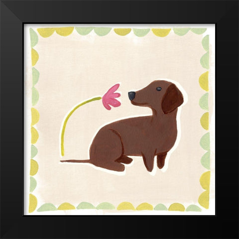 Dachshund Delight III Black Modern Wood Framed Art Print by Vess, June Erica