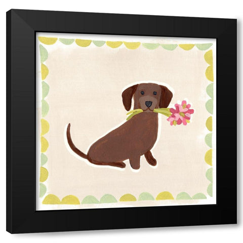 Dachshund Delight IV Black Modern Wood Framed Art Print with Double Matting by Vess, June Erica