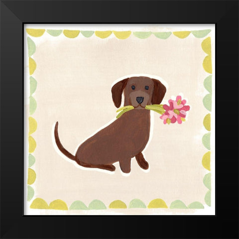 Dachshund Delight IV Black Modern Wood Framed Art Print by Vess, June Erica