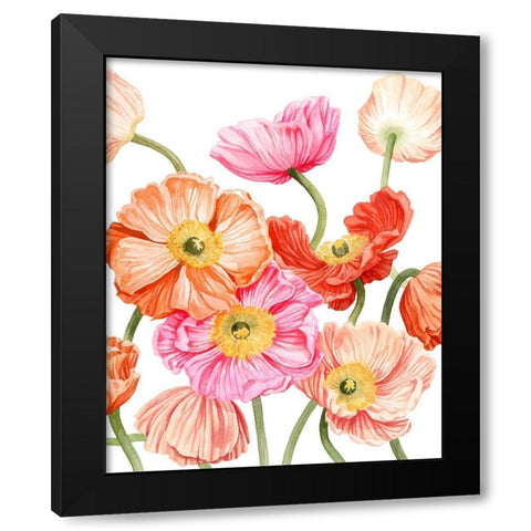 Bright Poppies II Black Modern Wood Framed Art Print with Double Matting by Popp, Grace