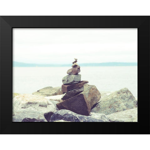 Bay Rocks II Black Modern Wood Framed Art Print by Quintero, Sonja