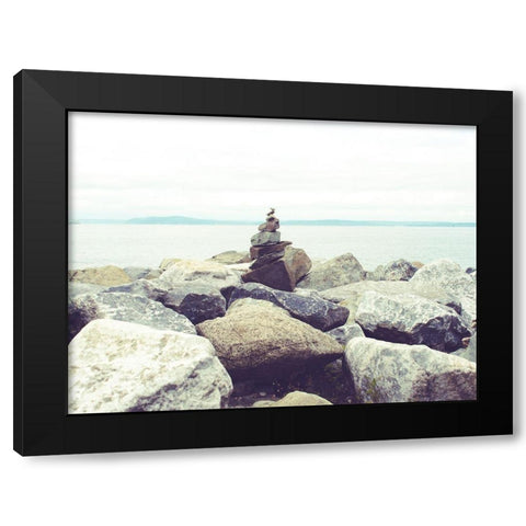 Bay Rocks III Black Modern Wood Framed Art Print by Quintero, Sonja