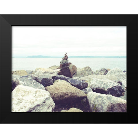 Bay Rocks III Black Modern Wood Framed Art Print by Quintero, Sonja
