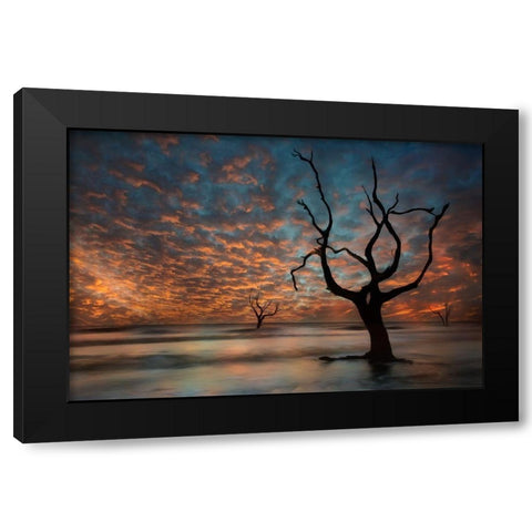 Water and Land V Black Modern Wood Framed Art Print by PHBurchett