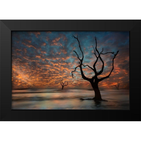 Water and Land V Black Modern Wood Framed Art Print by PHBurchett