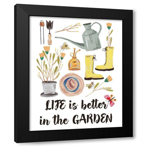 Garden Time I Black Modern Wood Framed Art Print with Double Matting by Wang, Melissa