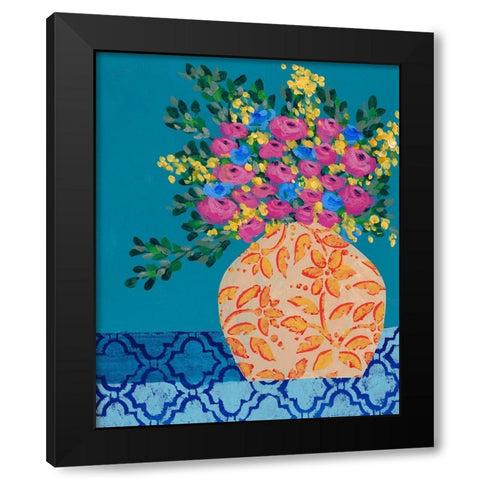 A Gathering of Flowers I Black Modern Wood Framed Art Print with Double Matting by Moore, Regina