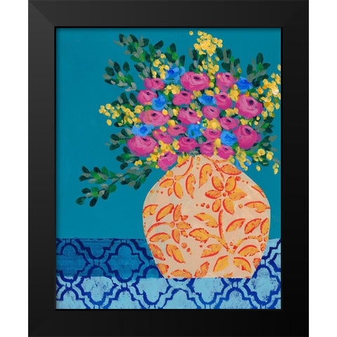 A Gathering of Flowers I Black Modern Wood Framed Art Print by Moore, Regina