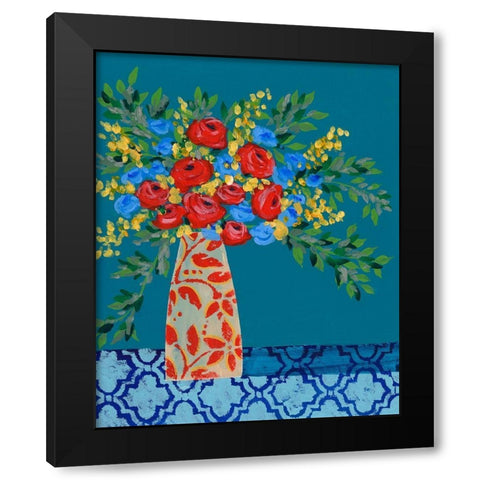 A Gathering of Flowers II Black Modern Wood Framed Art Print with Double Matting by Moore, Regina