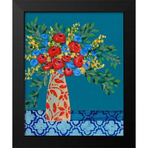 A Gathering of Flowers II Black Modern Wood Framed Art Print by Moore, Regina