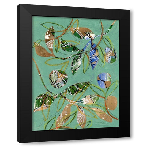 Nature on Sage I Black Modern Wood Framed Art Print with Double Matting by Moore, Regina