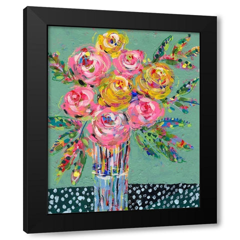 Bright Colored Bouquet I Black Modern Wood Framed Art Print with Double Matting by Moore, Regina