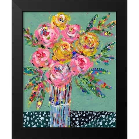 Bright Colored Bouquet I Black Modern Wood Framed Art Print by Moore, Regina