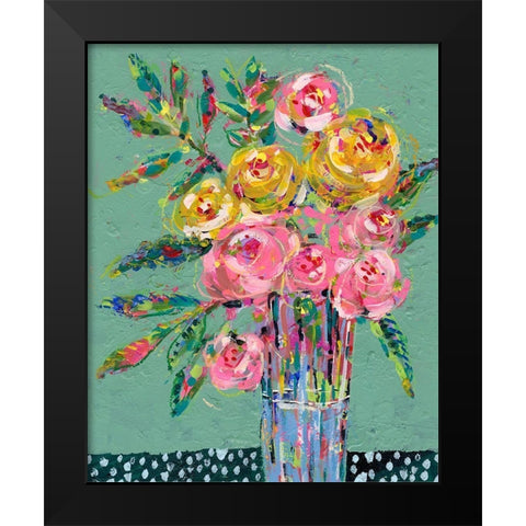 Bright Colored Bouquet II Black Modern Wood Framed Art Print by Moore, Regina