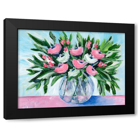 Rosy Bouquet I Black Modern Wood Framed Art Print with Double Matting by Moore, Regina