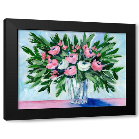 Rosy Bouquet II Black Modern Wood Framed Art Print by Moore, Regina