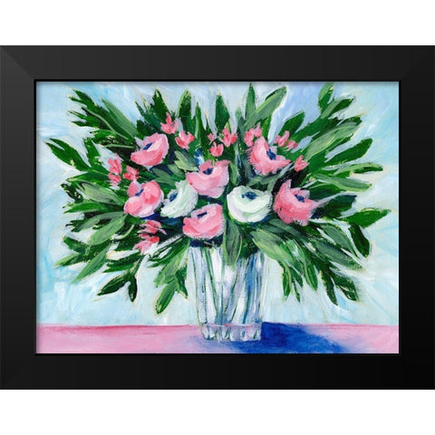 Rosy Bouquet II Black Modern Wood Framed Art Print by Moore, Regina