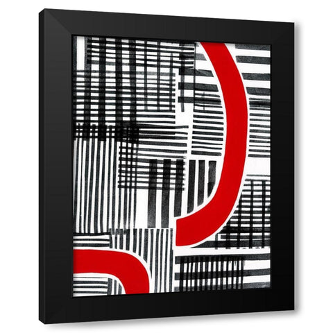 Red Interrupted I Black Modern Wood Framed Art Print with Double Matting by Moore, Regina
