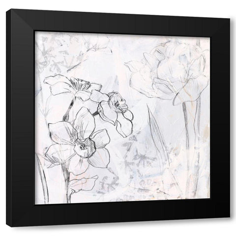 Contour Garden Fresco I Black Modern Wood Framed Art Print with Double Matting by Vess, June Erica