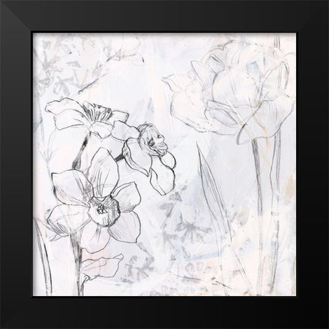 Contour Garden Fresco I Black Modern Wood Framed Art Print by Vess, June Erica