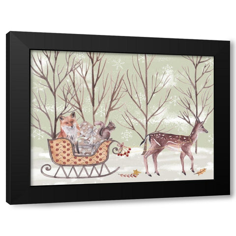 Christmas Time I Black Modern Wood Framed Art Print with Double Matting by Wang, Melissa