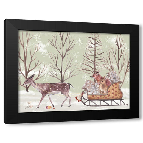 Christmas Time II Black Modern Wood Framed Art Print with Double Matting by Wang, Melissa