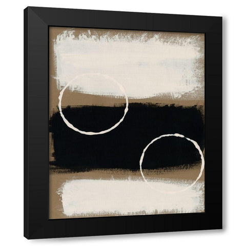 Neutral Rings I Black Modern Wood Framed Art Print by Moore, Regina