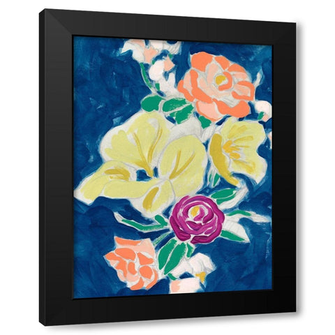Paintbox Floral II Black Modern Wood Framed Art Print by Vess, June Erica